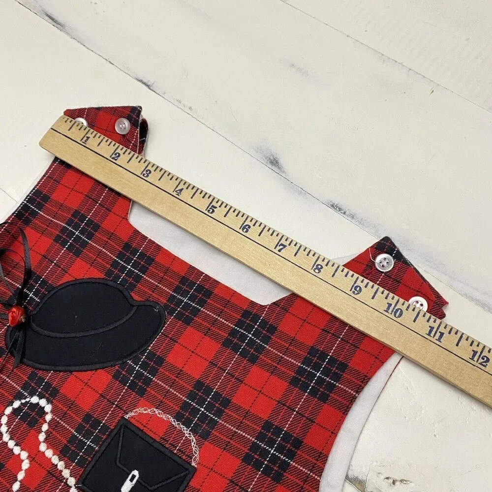 Bailey Boys Classic Heirloom Applique Dress Red Black Tartan Girls 6X Hat Purse
